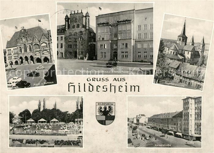 Hildesheim Markt und Rathaus Templerhaus Freibad Johanneswiese Kaiserstrasse