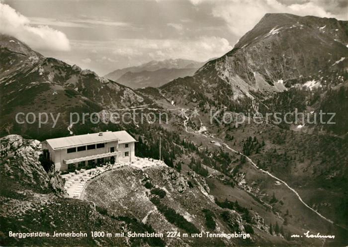 Koenigssee Berggaststaette Jennerbahn mit Schneibstein und Tennengebirge Flieger