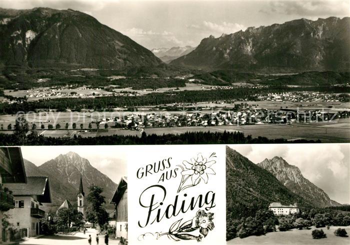 Piding mit Lattengebirge Salzburger Strasse und Schloss Staufeneck