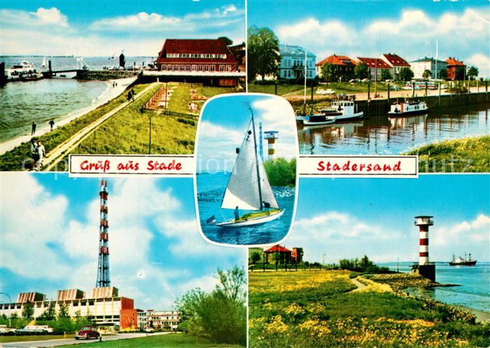 Stade Niederelbe mit Stadersand Leuchtturm Fernmeldeturm