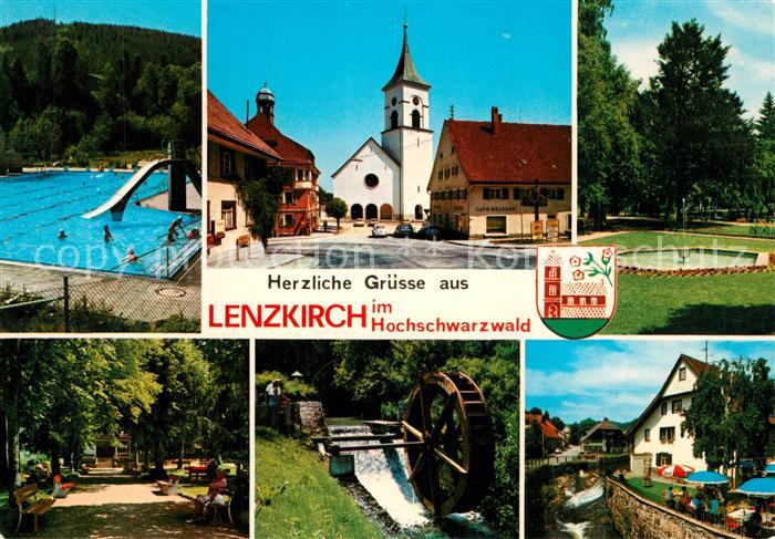 Lenzkirch Freibad Kirche Park Wasserrad Bach