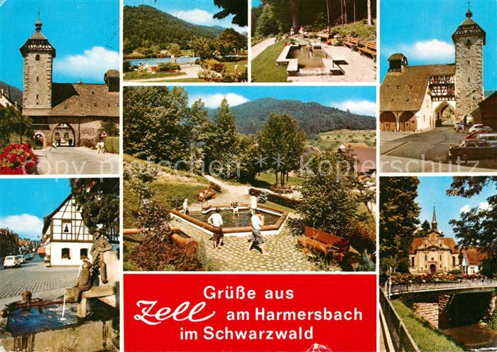 Zell Harmersbach Stadttor Park Fachwerkhaus Brunnen Bruecke