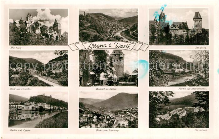 Altena Lenne Burg Panorama Lennetal Burghof mit Buehne Partie am Krankenhaus Len