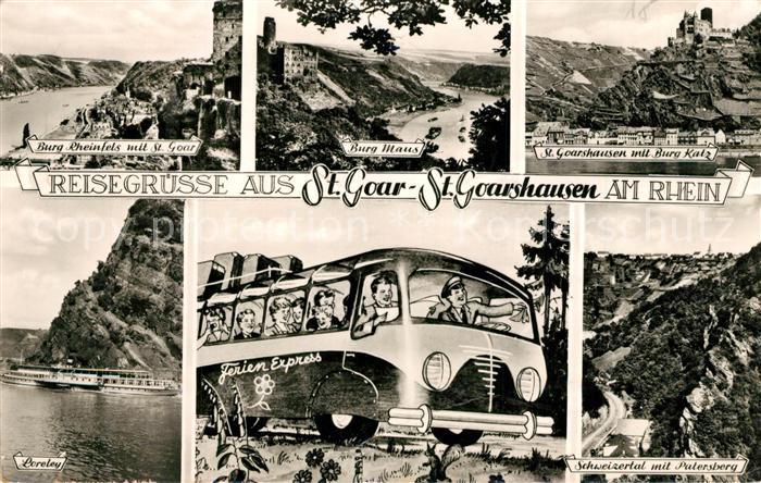 Ruedesheim Rhein Burg Rheinfels mit St Goar Burg Maus St Goarshausen Burg Katz L