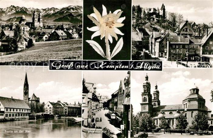 Kempten Allgaeu Schloss Burghalde Illerpartie St Lorenzkirche