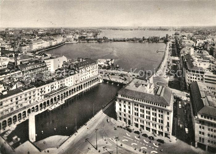 Hamburg Die drei Alsterbecken Fliegeraufnahme