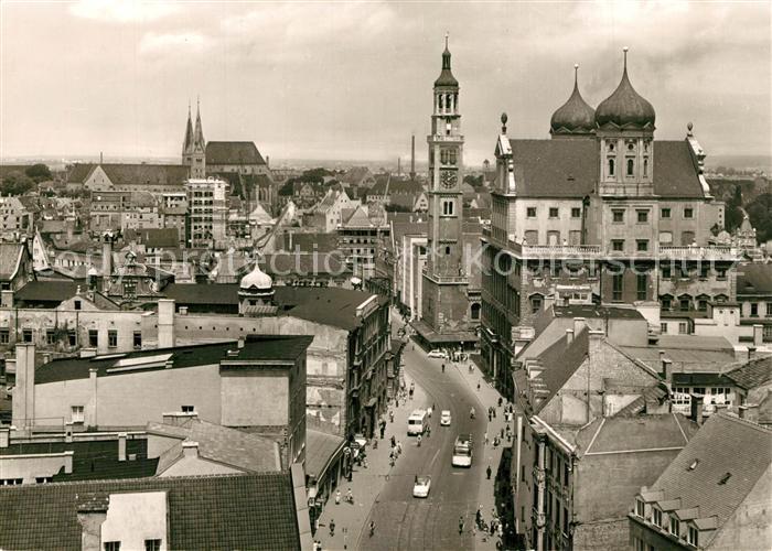 Augsburg Maximilianstrasse mit Rathaus und Perlach
