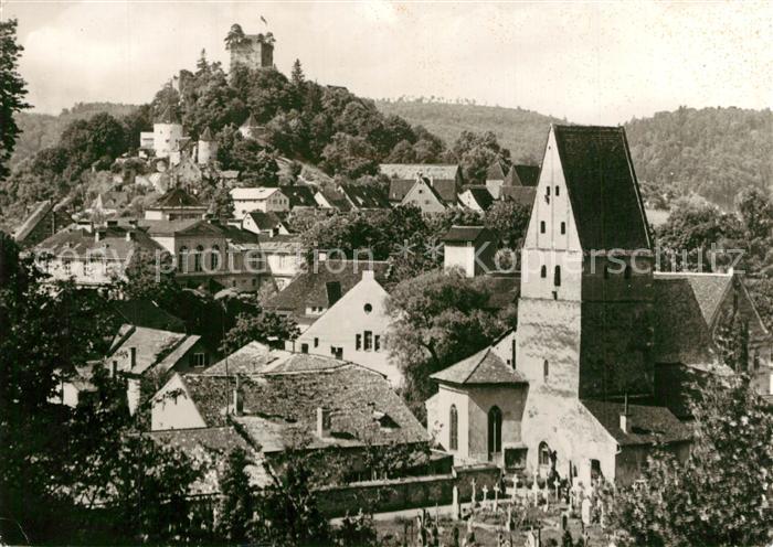 Pappenheim Mittelfranken Blick zur Burg und Galluskirche