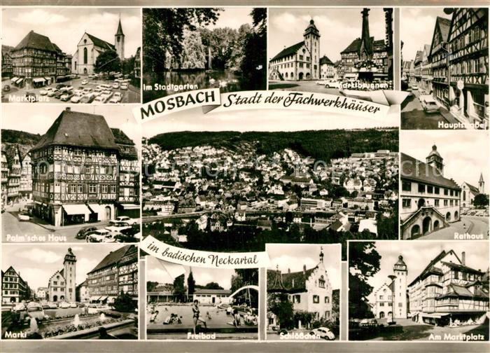 Mosbach Baden Marktplatz Stadtgarten Marktbrunnen Hauptstrasse Palmsches Haus Ra