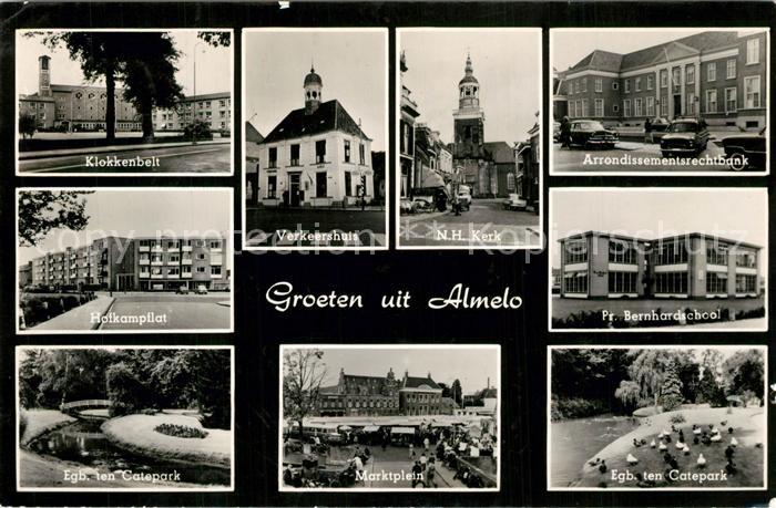 Almelo Klokkenbelt Hofkampflat Park Verkeershuis Kerk Marktplein Bank School