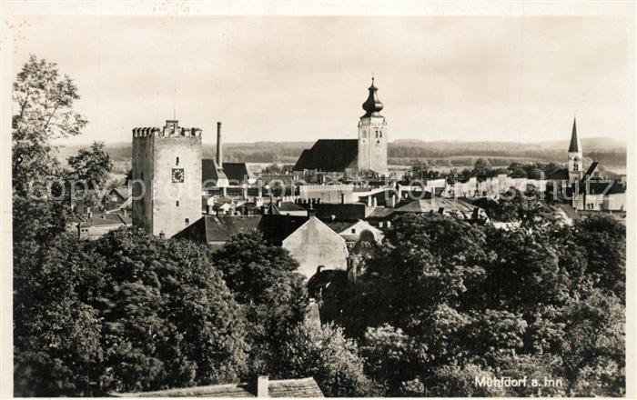 Muehldorf Inn Ortsansicht mit Kirche