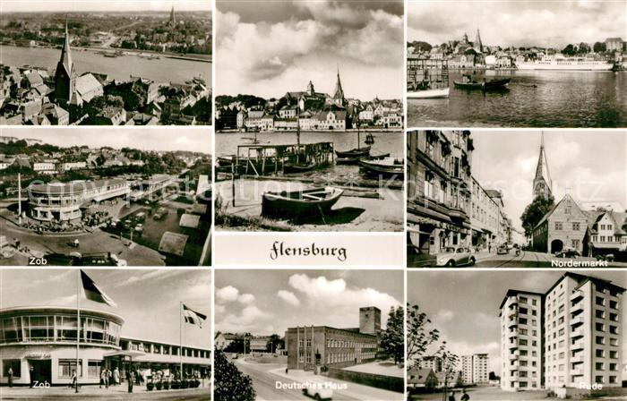Flensburg Stadtpanorama Omnibusbahnhof Deutsches Haus Anleger Nordermarkt Rude S