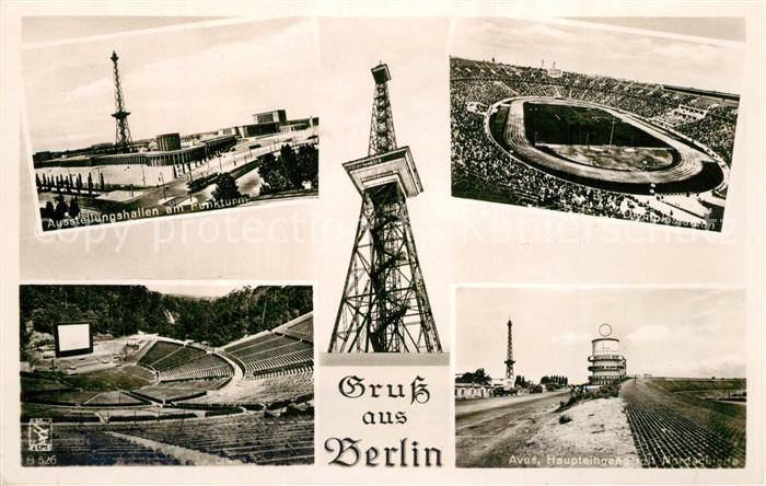 Berlin Ausstellungshallen am Funkturm Olympiastadion Freilichtbuehne Avus Haupte