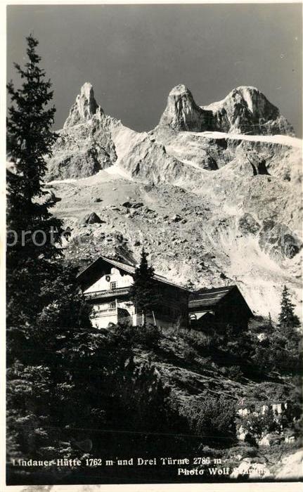 Lindauer Huette Berghuette und Drei Tuerme