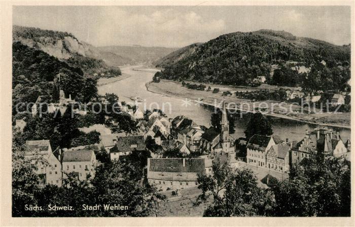 Wehlen Sachsen Panorama Blick ueber die Elbe