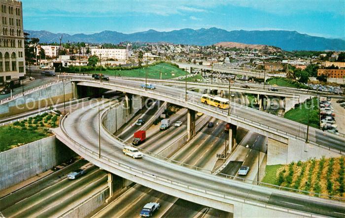 Los Angeles California Harbor Freeway looking north from Sixth Street