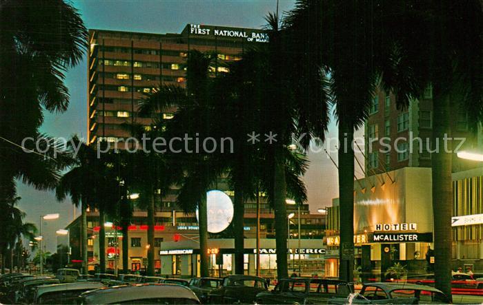Miami Florida Night scene along famour Downtown Biscayne Boulevard
