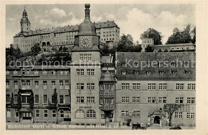 Rudolstadt Markt mit Schloss Rathaus Hotel zum Loewen
