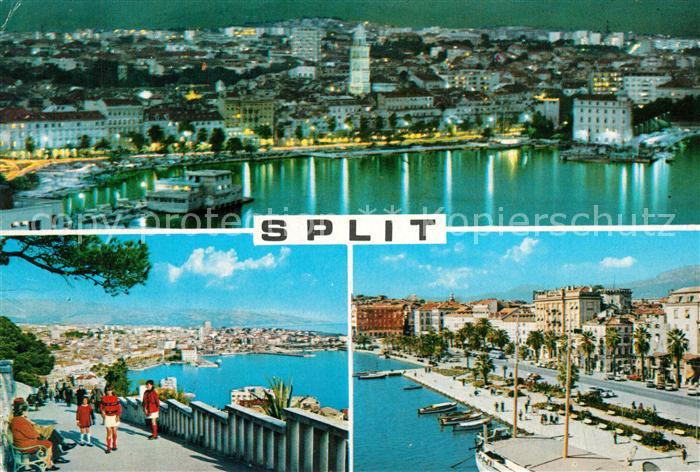 Split Spalato Nachtaufnahme Hafen Promenade Meerblick Uferstrasse