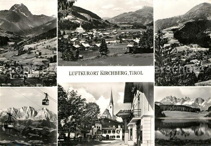 Kirchberg Tirol Gesamtansicht mit Alpenpanorama See Bergbahn Ortsmotiv mit Kirch