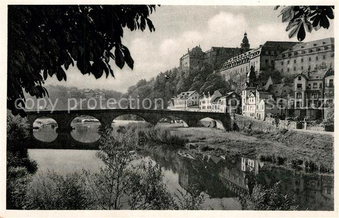 Weilburg Partie am Fluss Bruecke Schloss