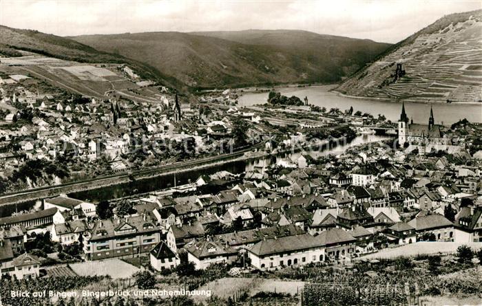 Bingen Rhein Panorama mit Bingerbrueck Nahemuendung