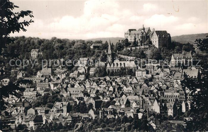 Marburg Lahn Panorama Universitaetsstadt mit Schloss