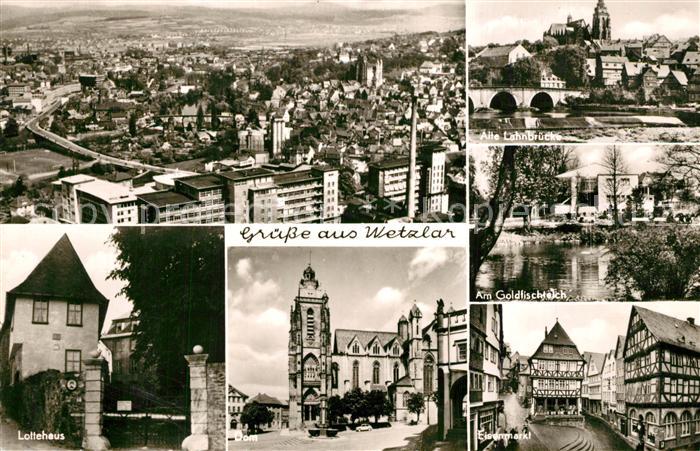 Wetzlar Alte Lahnbruecke Goldfischteich Eisenmarkt Altstadt Fachwerkhaeuser Dom