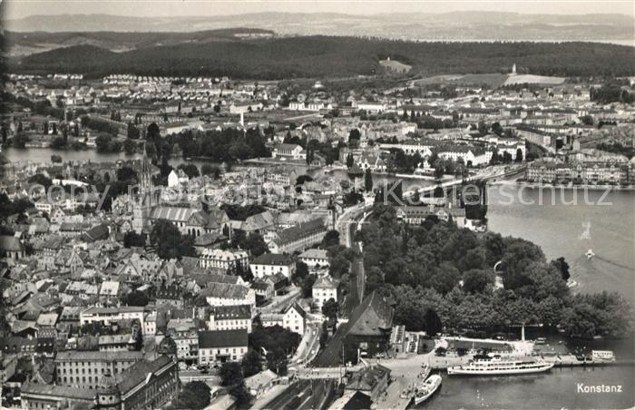 Konstanz Bodensee Stadtzentrum Hafen Rhein Fliegeraufnahme
