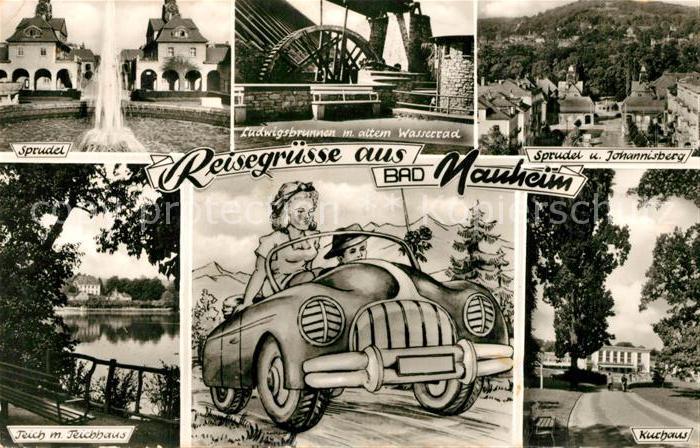 Bad Nauheim Sprudel Ludwigsbrunnen Wasserrad Johannisberg Teich Teichhaus Kurhau