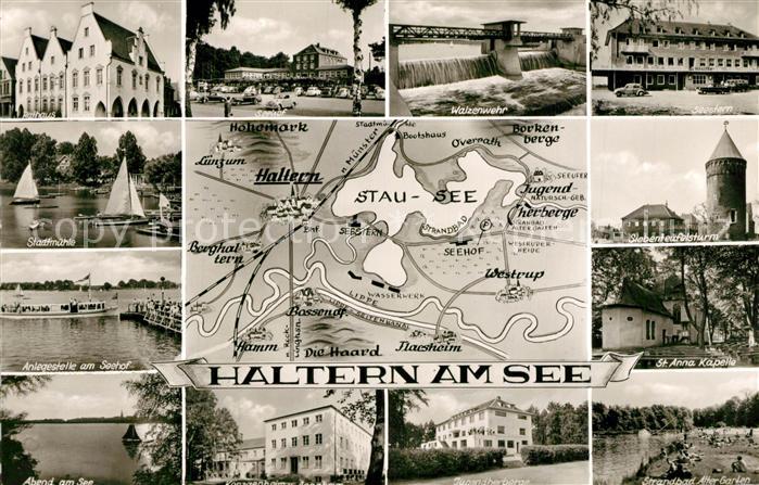 Haltern See Rathaus Walzenwehr Hotel Restaurant Turm Kapelle Strandbad Jugendher
