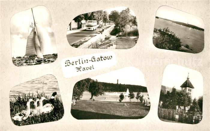 Gatow Berlin Partie an der Havel Segelboot Badestrand Enten Turm