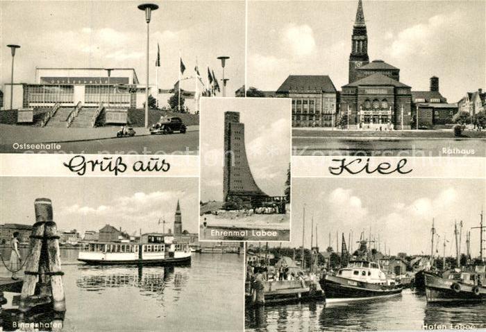 Kiel Ostseehalle Rathaus Hafen Fischkutter Marine Ehrenmal Laboe