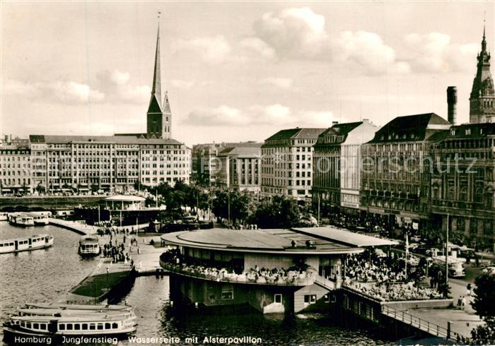 Hamburg Jungfernstieg Wasserseite mit Alsterpavillon