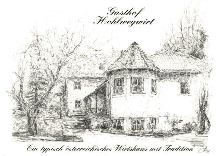 Taxach Hallein Gasthof Hohlwegwirt Zeichnung Kuenstlerkarte