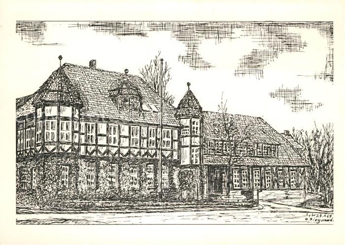 Syke Gebaeude Fachwerkhaus Zeichnung Kuenstlerkarte