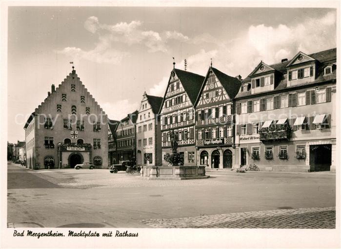 Bad Mergentheim Marktplatz Rathaus Brunnen Fachwerhaeuser
