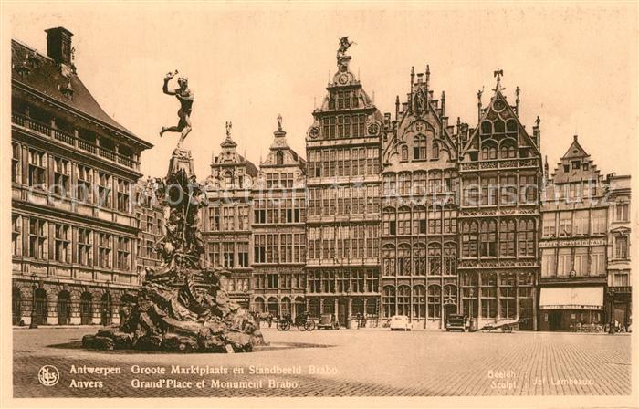 Antwerpen Anvers Grand Place et Monument Brabo Fontaine