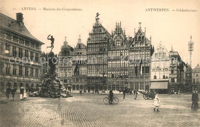 Anvers Antwerpen Fontaine Brabo Monument et Maisons des Corporations Alte Gilden