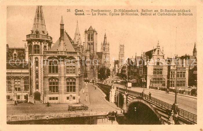 Gand Belgien La Poste Eglise Saint Nicolas Beffroi Cathedrale Saint Bavon
