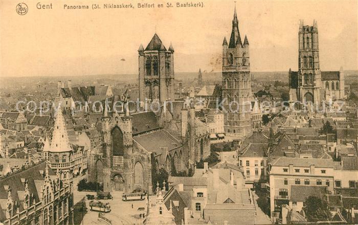 Gent Gand Flandre Panorama St Niklaaskerk Belfort St. Baafskerk