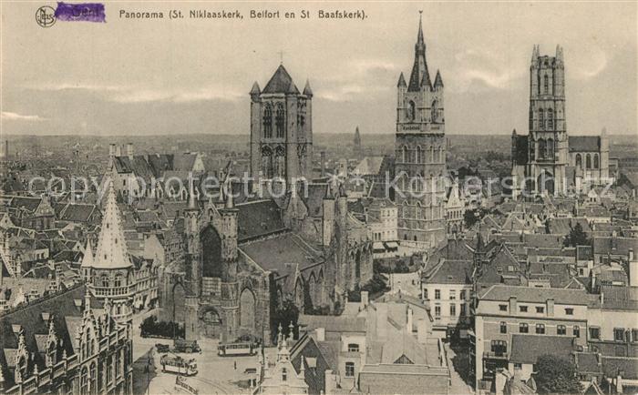 Gand Belgien Panorama St Niklaaskerk Belfort St Baafskerk Serie 3 No 6