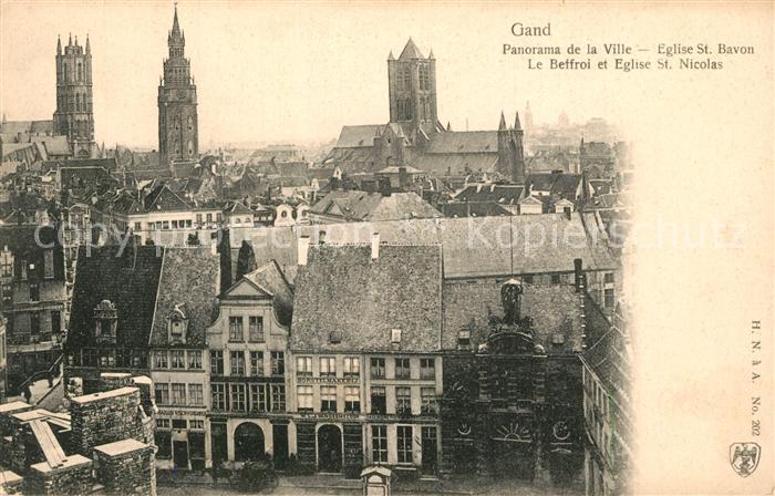 Gand Belgien Panorama de la Ville Eglise Saint Bavon le Beffroi Eglise Saint Nic