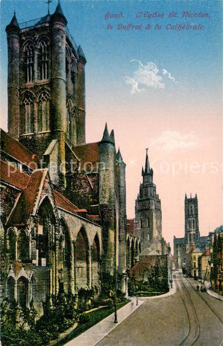 Gand Belgien Eglise Saint Nicolas le Beffroi et la Cathedrale