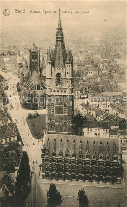 Gand Belgien Panorama de la ville avec Beffroi Eglise Saint Nicolas