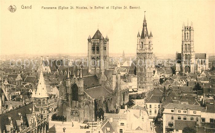 Gand Belgien Panorama de la ville Eglise Saint Nicolas le Beffroi Eglise Saint B