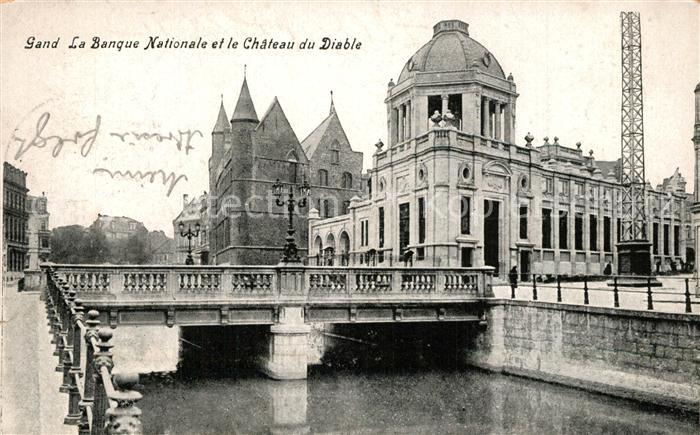 Gand Belgien Banque Nationale et le Chateau du Diable