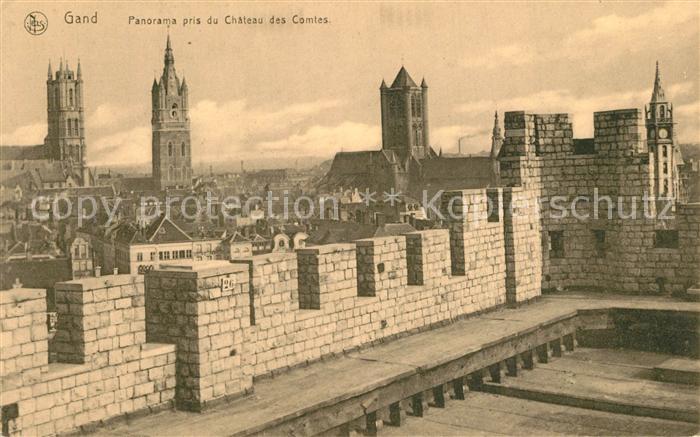 Gand Belgien Panorama pris du Chateau des Comtes