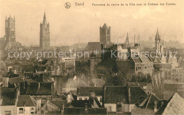 Gand Belgien Panorama du centre de la ville avec Chateau des Comtes Serie 3 No 4