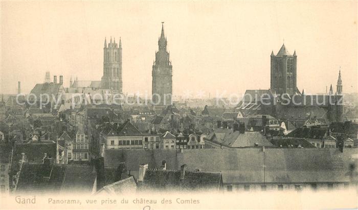 Gand Belgien Panorama vue prise du Chateau des Comtes Cathedrale Eglise et le Be